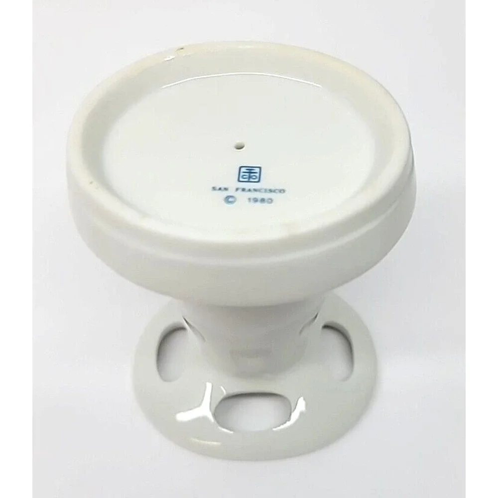Vintage San Francisco Pottery White Ceramic 4‎ Slot Toothbrush Holder w/ Flowers